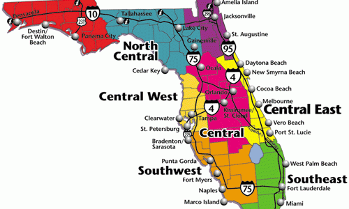 carte des comtés du sud de la Floride