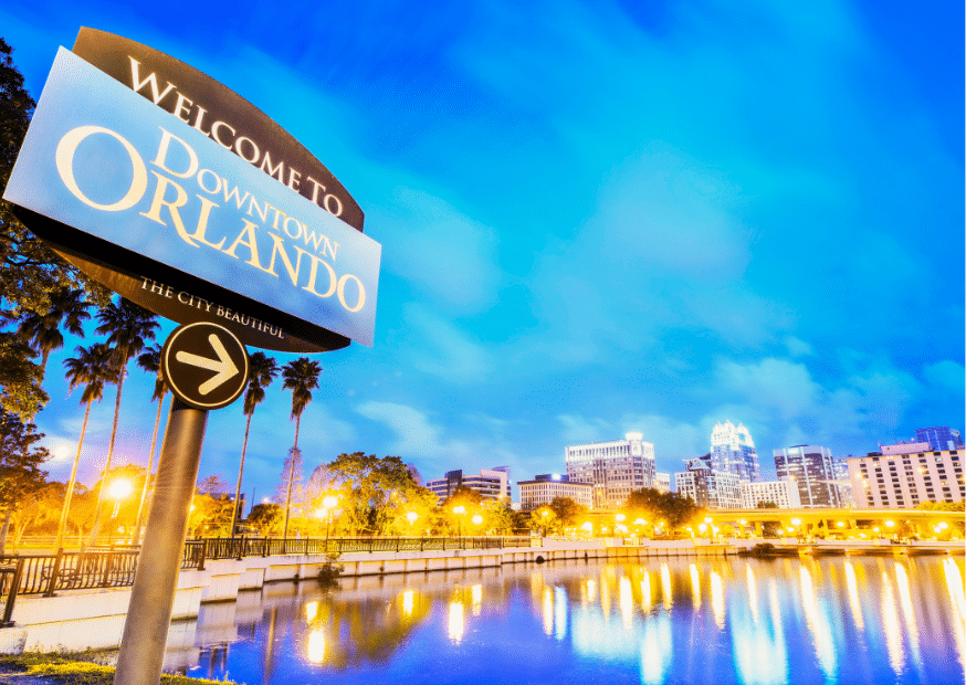 panneau du centre ville d'Orlando Downtown