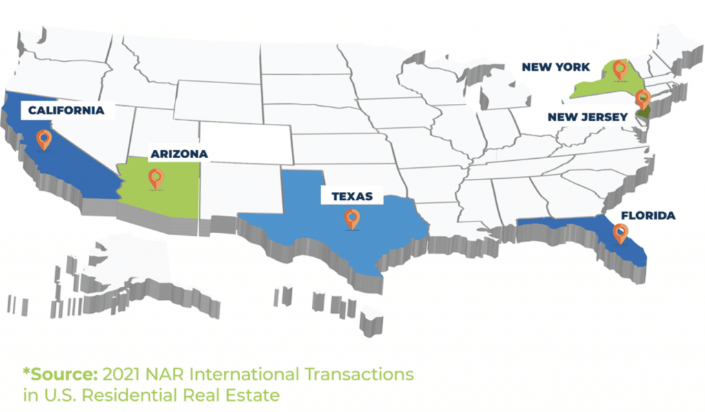 top 5 etats americains dans lesquels les etrangers achetent de l'immobilier