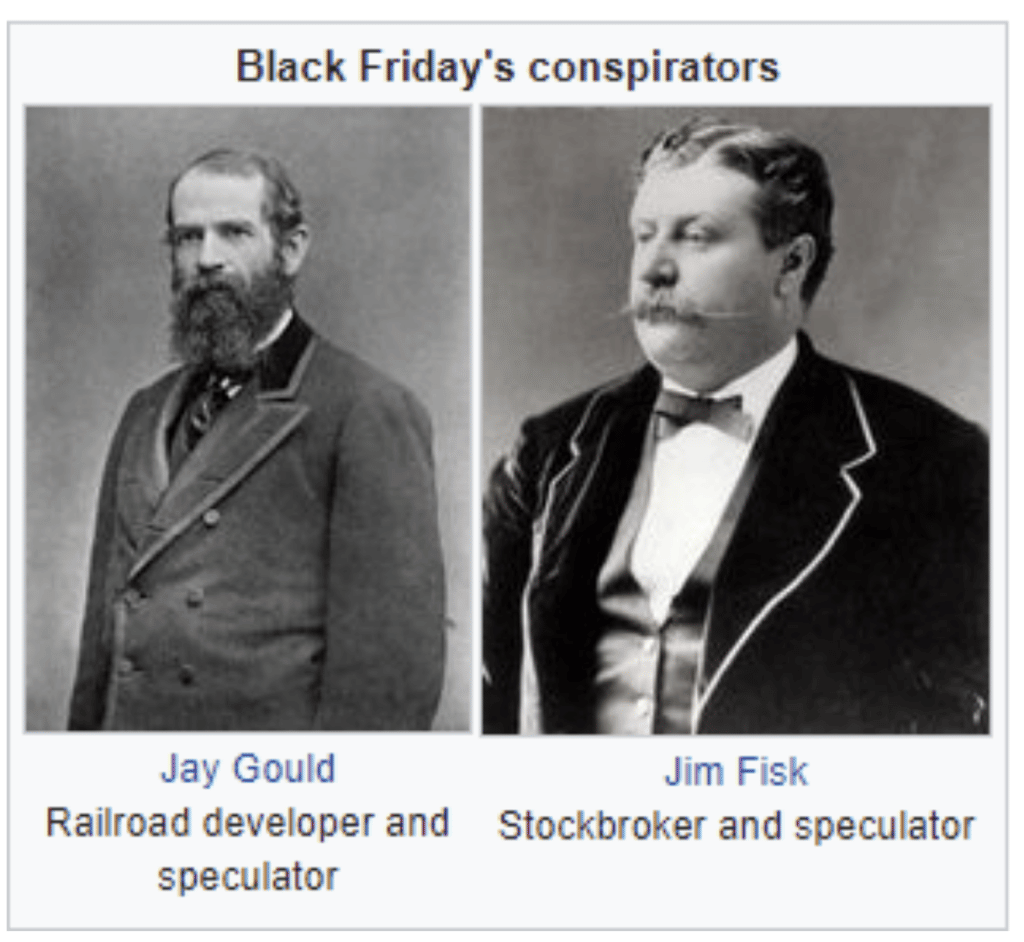 jay gould et jim fisk, deux speculateurs americains, origine black friday