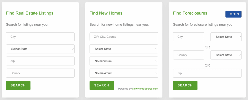formulaires du site mls usa pour trouver un bien immobilier en vente.