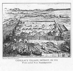 Carte du fort ponchartrain de détroit, premier nom de la ville de détroit aux USA