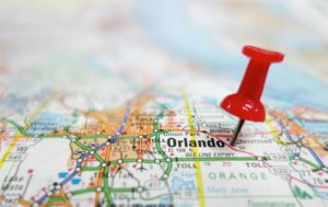 carte routière montrant la ville d'Orlando en Floride